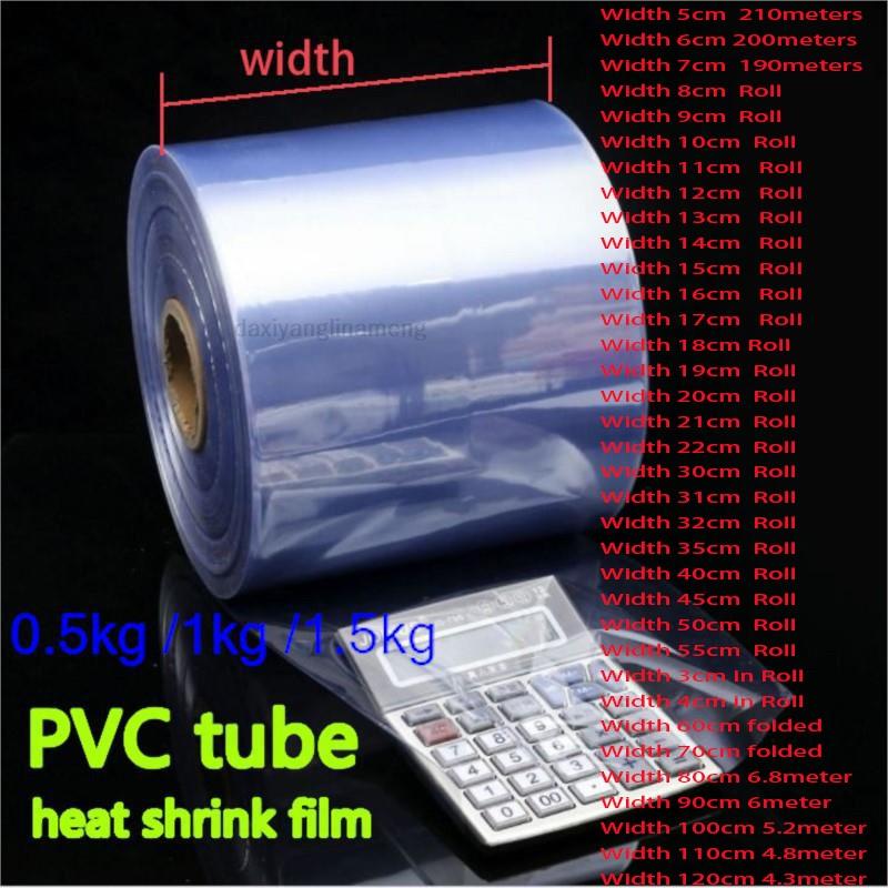 Cellophane Wrap Clear - 0.5-1.5 กก.PVC ความร้อนต่อท่อฟิล์มใส DIY ร้อนหดห่อบรรจุภัณฑ์หลอดพลาสติกแพ็คกล่องขวด Jar