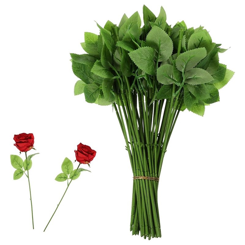Wire Stem Florist - ก้านดอกกุหลาบเทียมพร้อมใบ รุ่นใหม่ 2026 สำหรับงานฝีมือ DIY จัดช่อดอกไม้