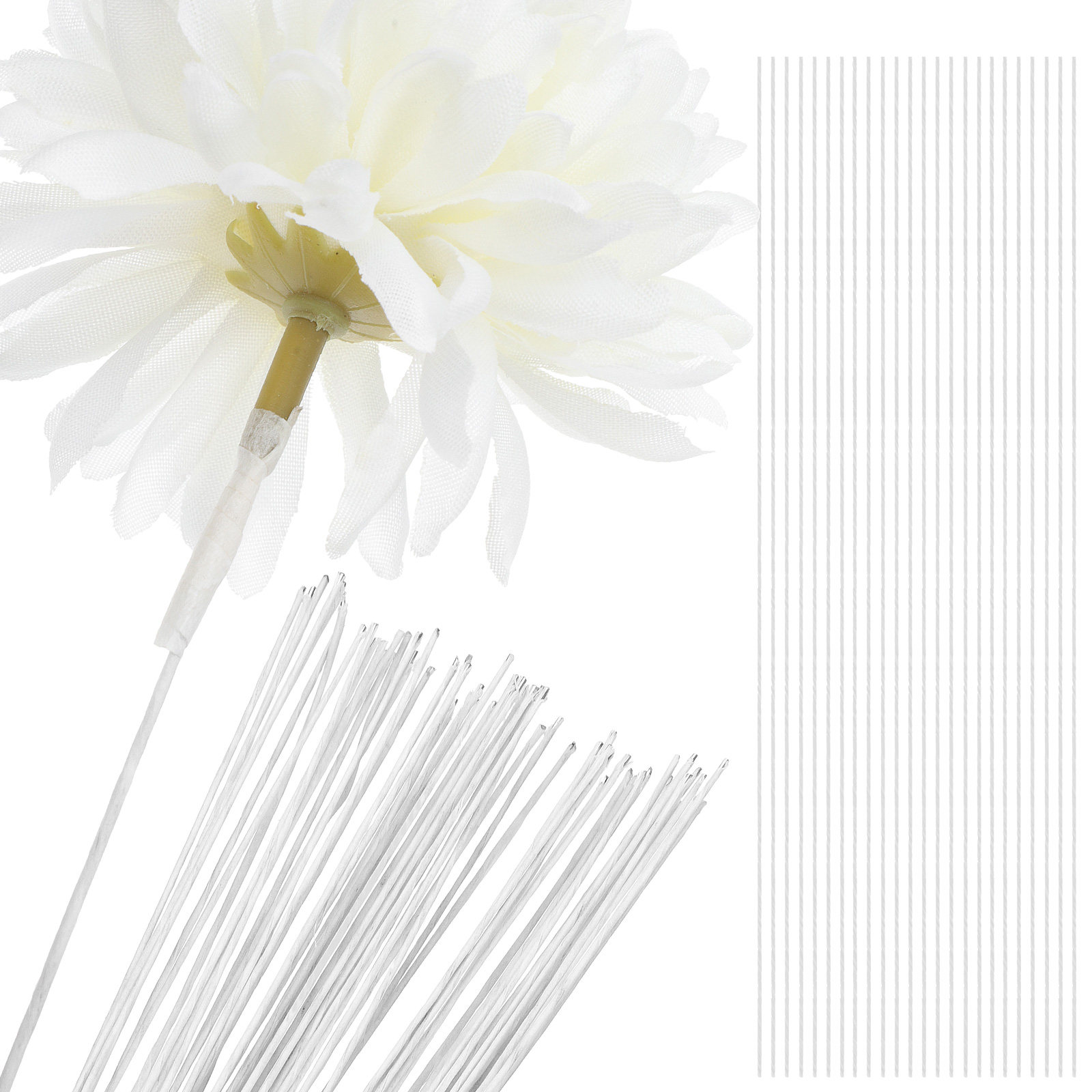 Wire Stem Florist - ลวดเหล็กสำหรับจัดดอกไม้ 100 ชิ้น ลวดเหล็กยืดหยุ่นสำหรับงานฝีมือ จัดดอกไม้ DIY