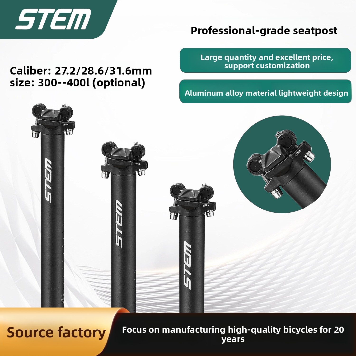 Stem Extender Tube - ท่อเบาะจักรยานเสือภูเขา STEM ทำจากอะลูมิเนียม ท่อเบาะแบบฟอร์จ สำหรับต่อขยายเบาะจักรยาน อุปกรณ์เสริมสำหรับจักรยาน