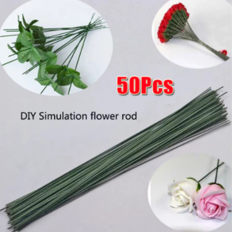 50 ชิ้น ลวดดอกไม้สีเขียวสำหรับ - Wire Stem Florist บทวิจารณ์และราคา
