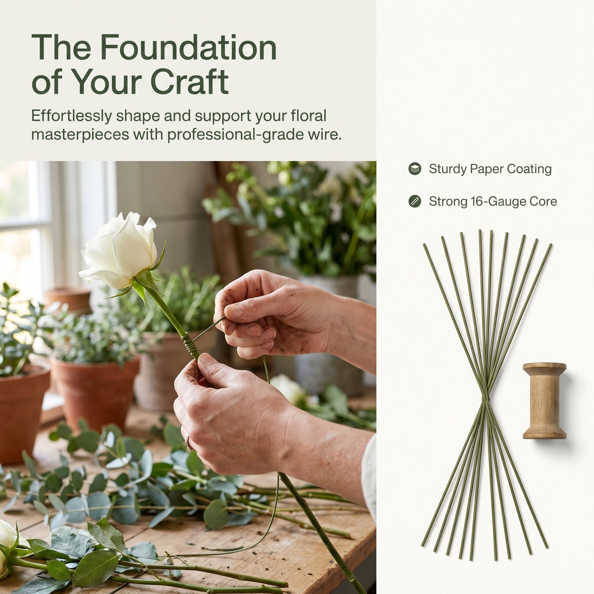 ลวดเหล็กหุ้มกระดาษลายดอกไม้ ขน - Wire Stem Florist บทวิจารณ์และราคา